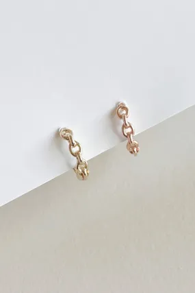 14K Solid Gold Linked Chain Cartilage Helix Tragus Piercing Earring Huggie Hoop Ring