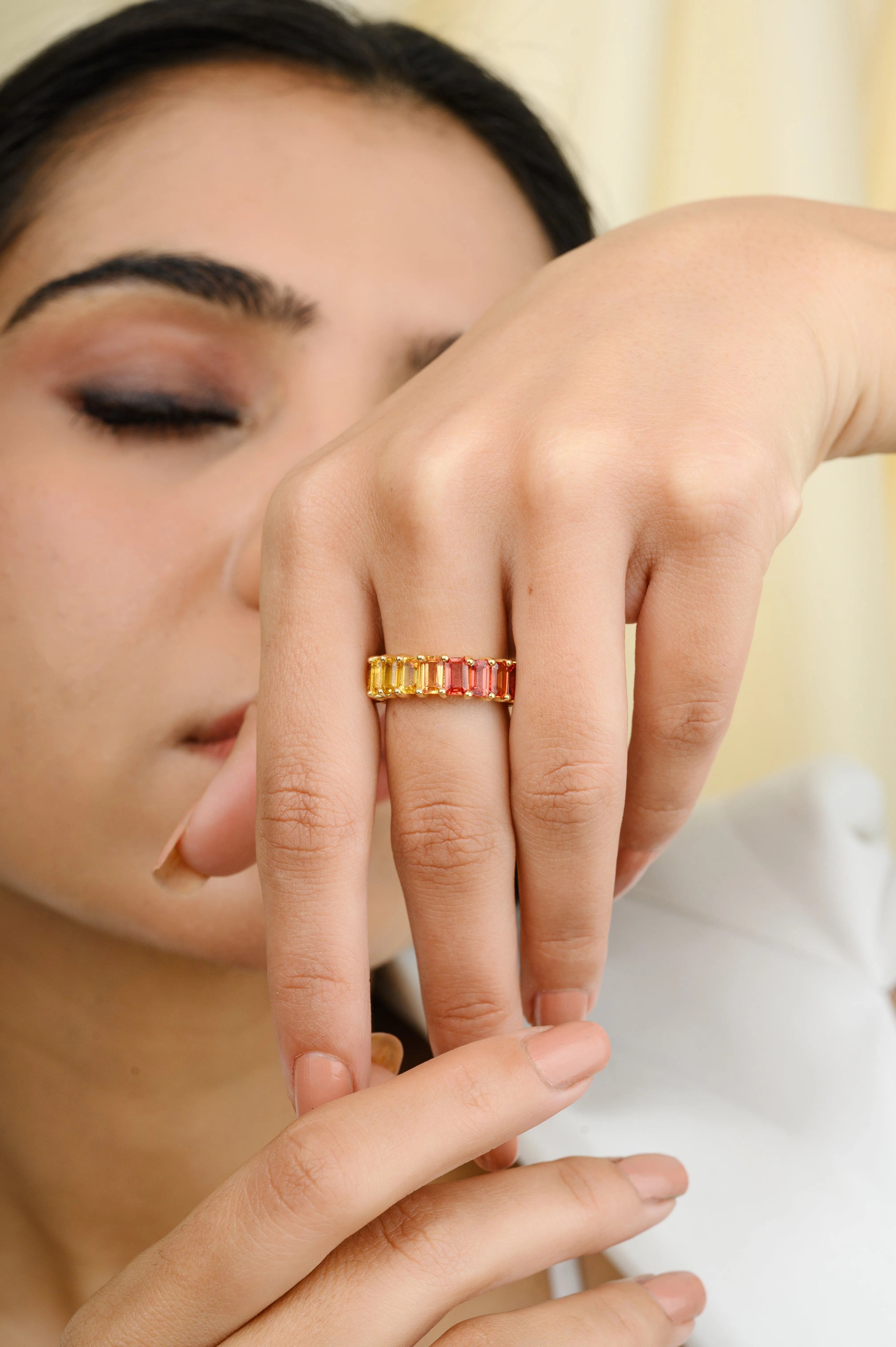 18k Gold Multi Sapphire Eternity Band