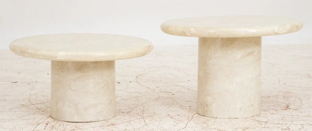 87187Two Onyx Pattered Round Occasional Tables