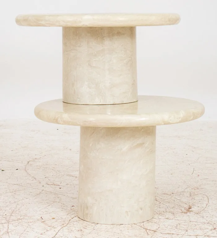 87187Two Onyx Pattered Round Occasional Tables