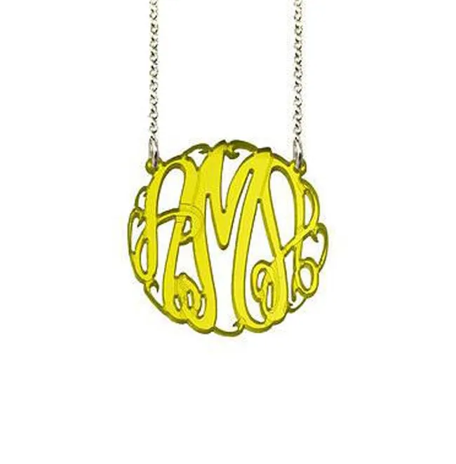 Acrylic Big Slim Monogram Necklace