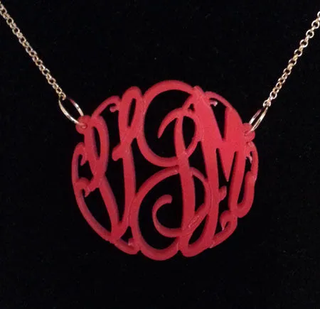 Acrylic Big Slim Monogram Necklace