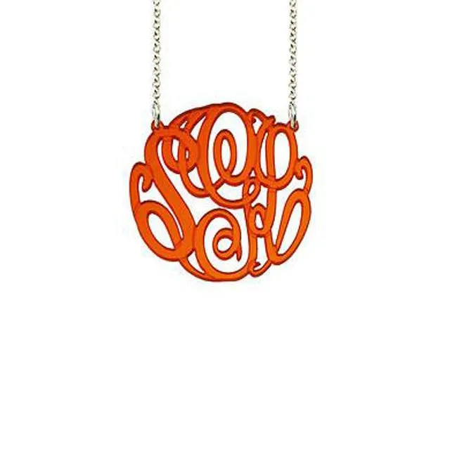 Acrylic Big Slim Monogram Necklace