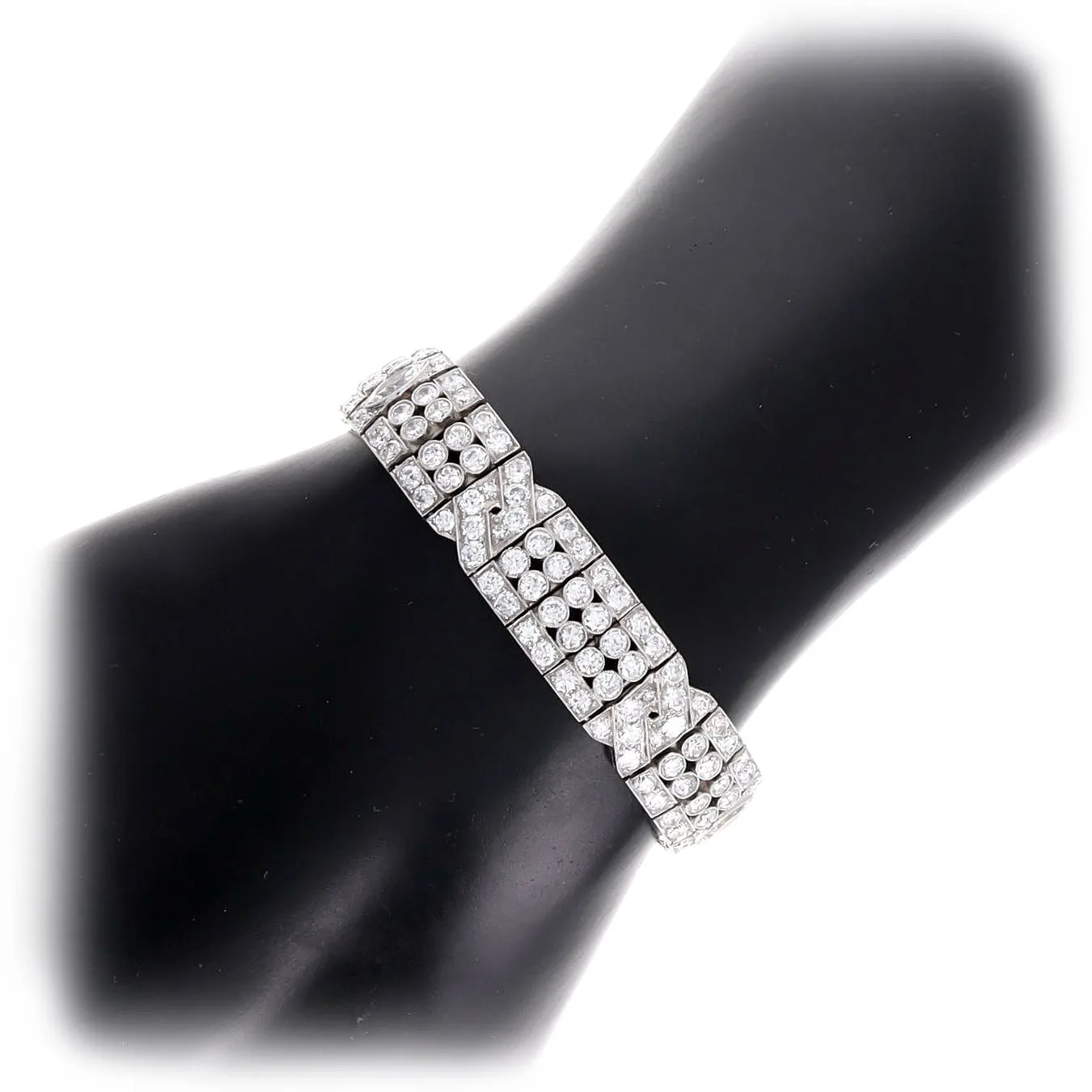 Art Deco M. Waslikoff & Sons 15 Carat Total Weight Marquise Old European Diamond Bracelet in Platinum