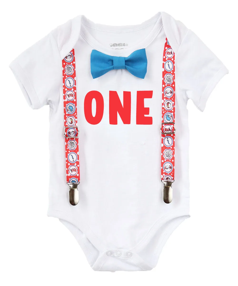 Baby Boy Dr. Seuss First Birthday Outfit Baby Boy Cat in the Hat Thing