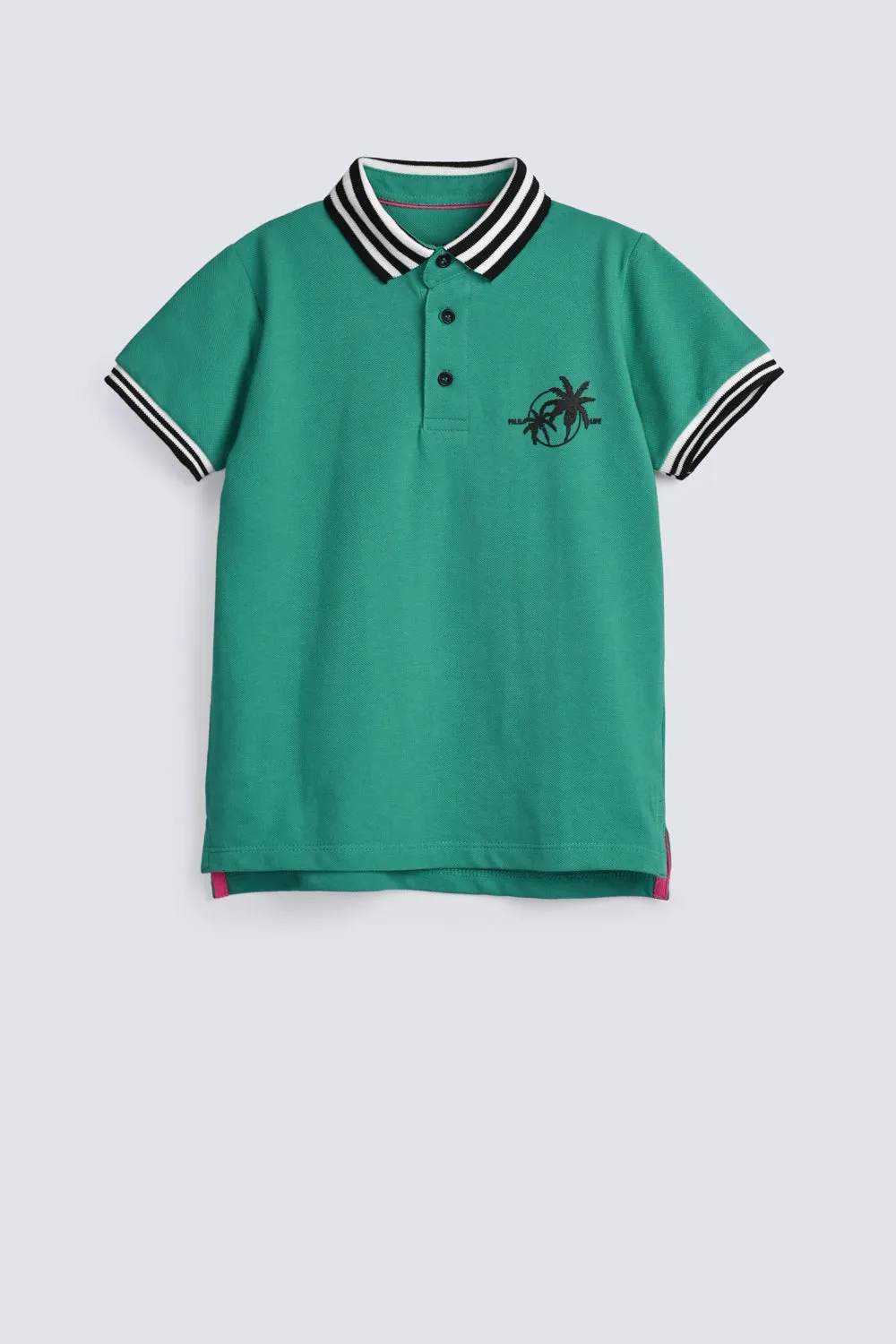 BOYS JACQUARD TRIMS POLO