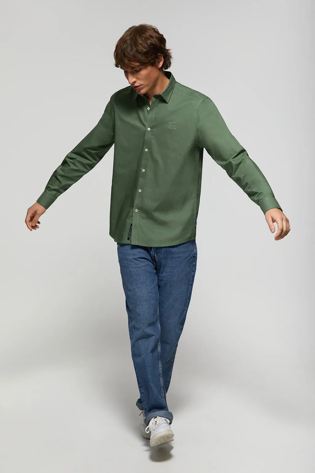 Camisa verde Oxford con logo Polo Club