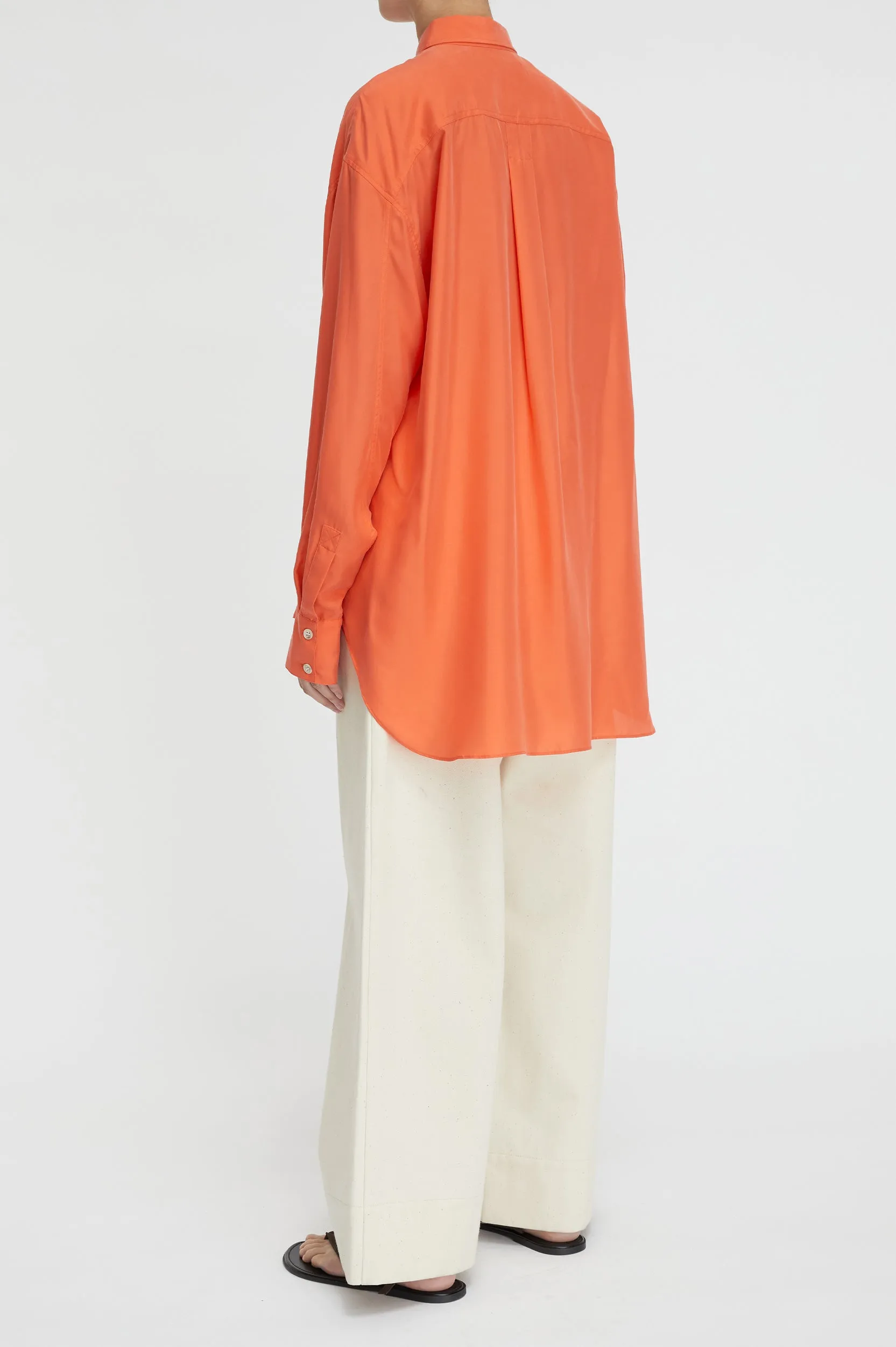 Chelsea Relaxed Silk Shirt in Vermilion