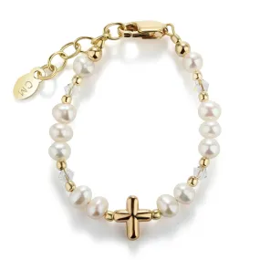 Cherished Moments 14K Gold-Plated Pearl with Cross bracelet - Eve