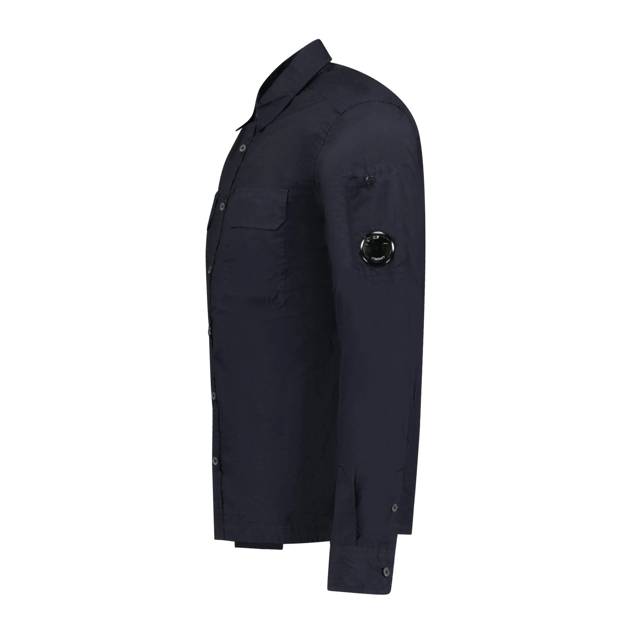 CP COMPANY  CHROME LENS BUTTON-UP OVERSHIRT JACKET NAVY