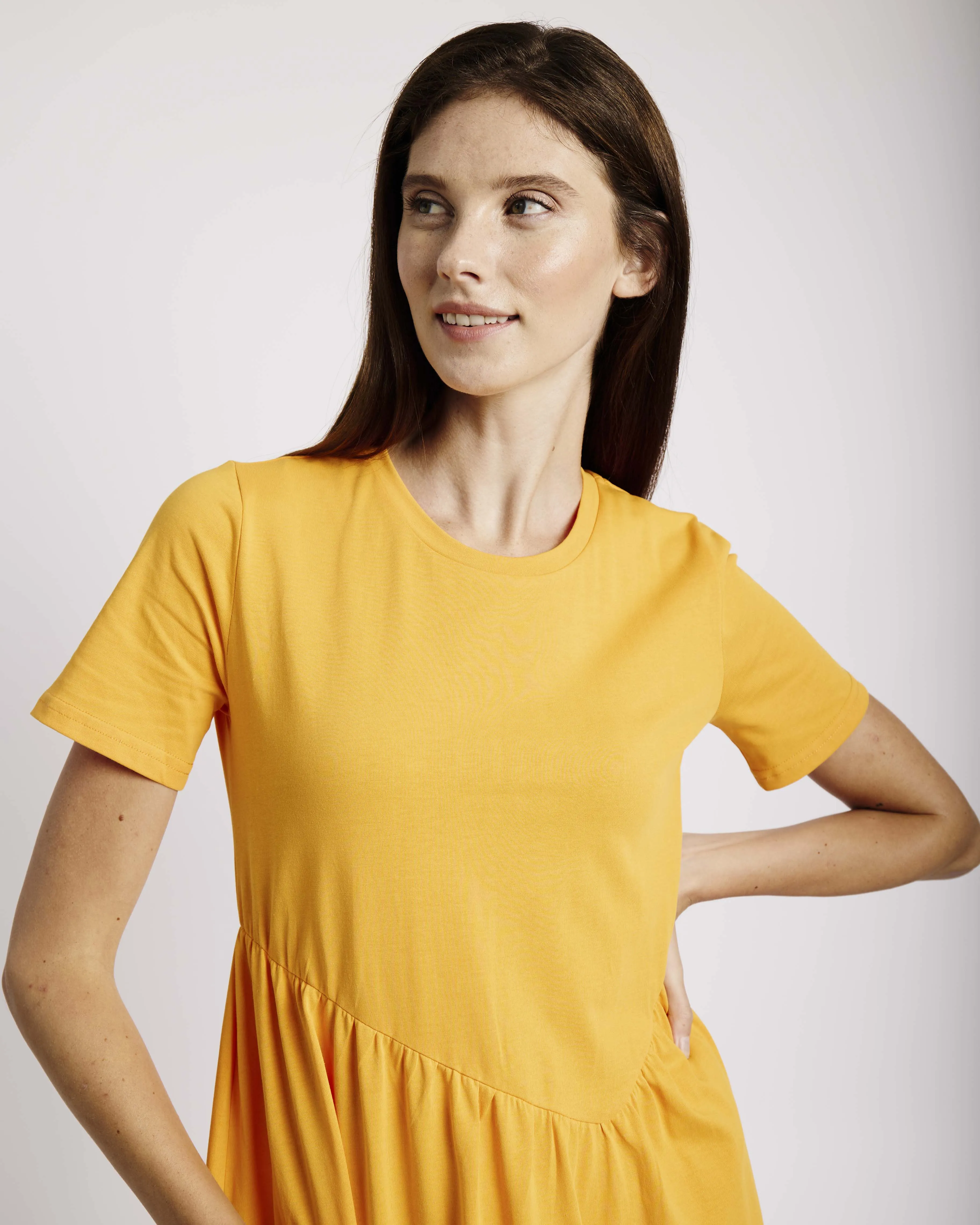 Diagonal Tee Dress in Mango