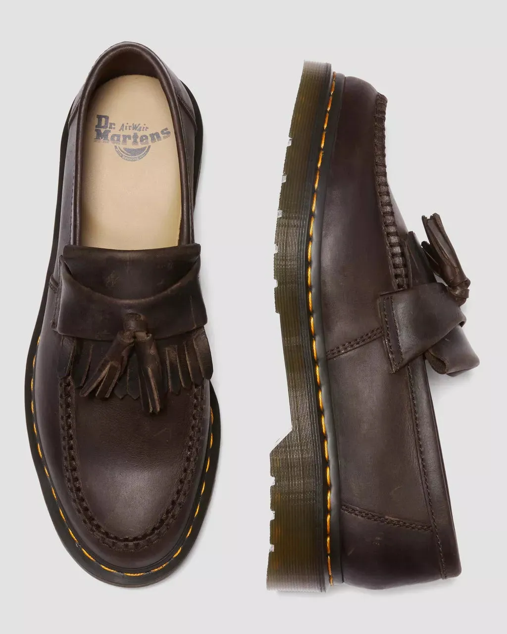 Doc Martens UNISEX ADRIAN CRAZY HORSE LEATHER TASSEL LOAFERS (DARK BROWN CRAZY HORSE)