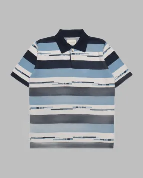 Far Afield KIER Polo Allure Blue / Navy Pixel Stripe