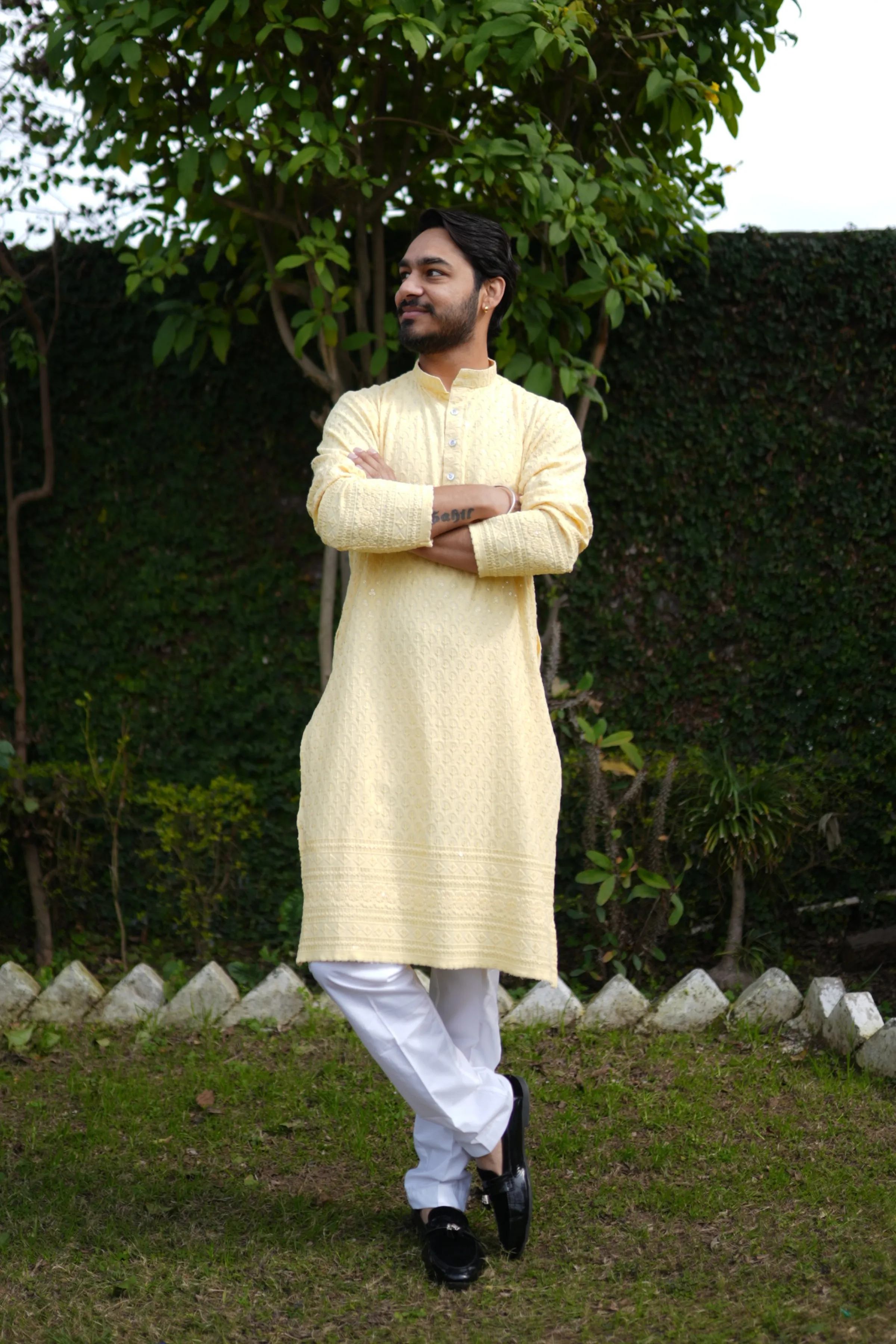 Festive Lemon Sequined Kurta