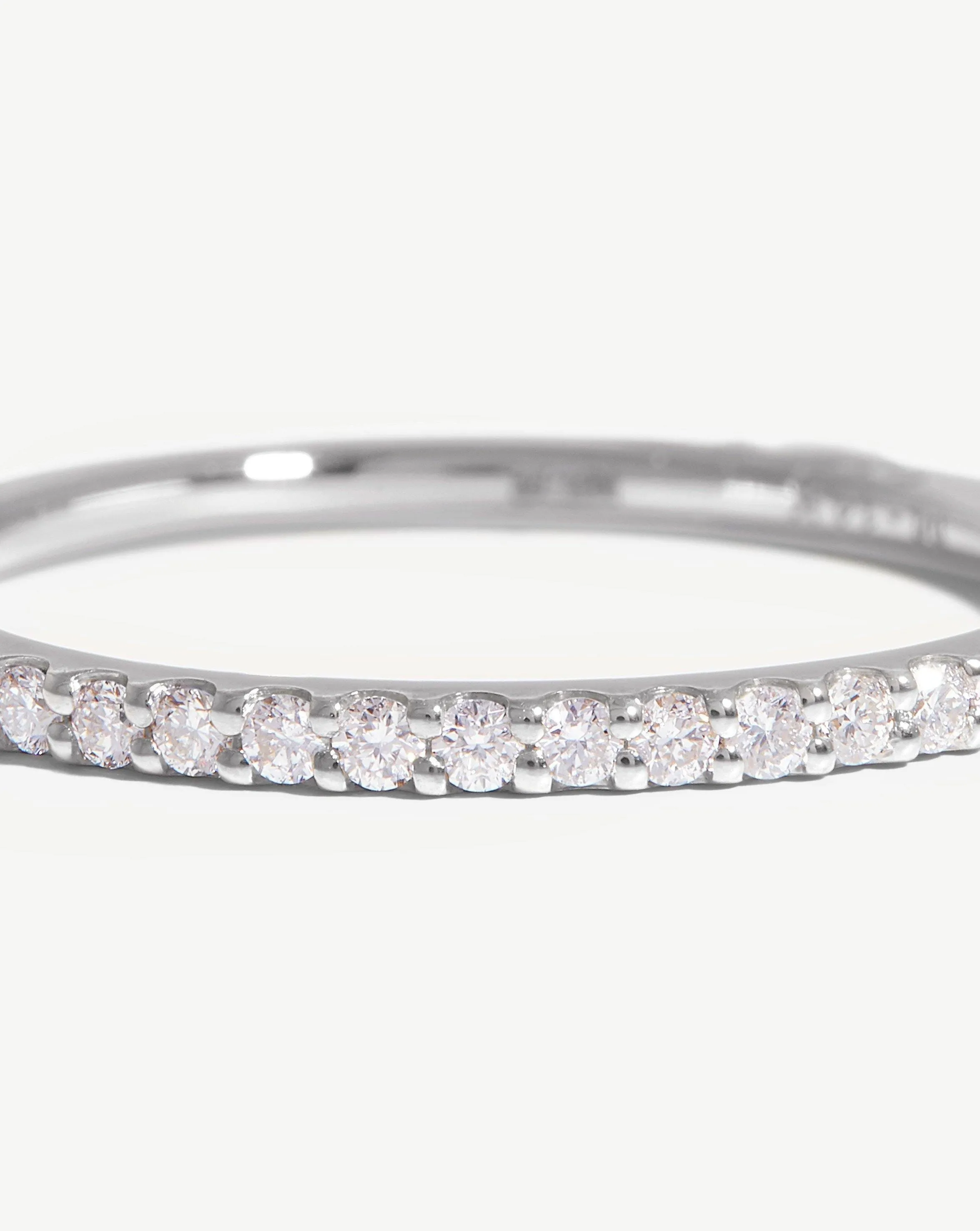 Fine Slim Eternity Ring | 14k White Gold/Diamond