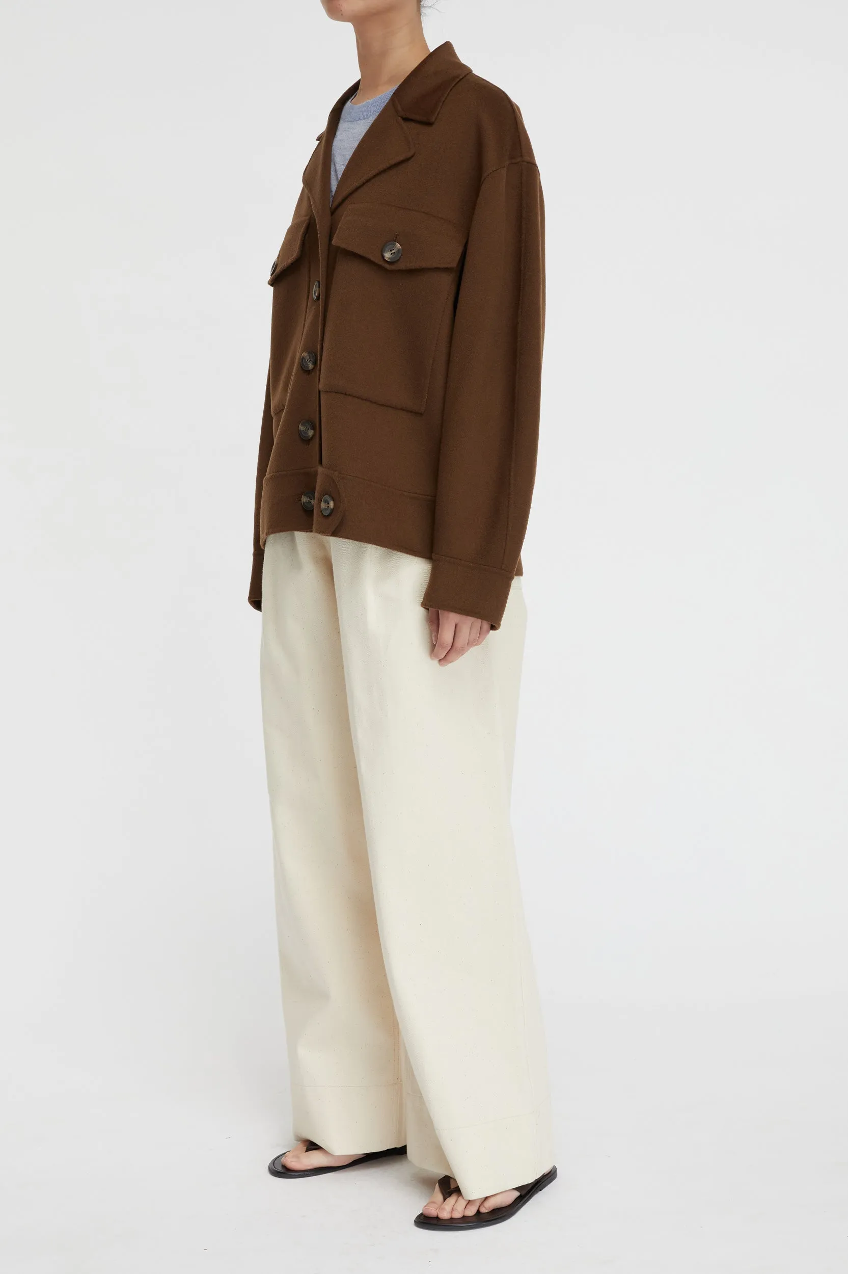 Florentine Cashmere Worker Jacket in Pecan