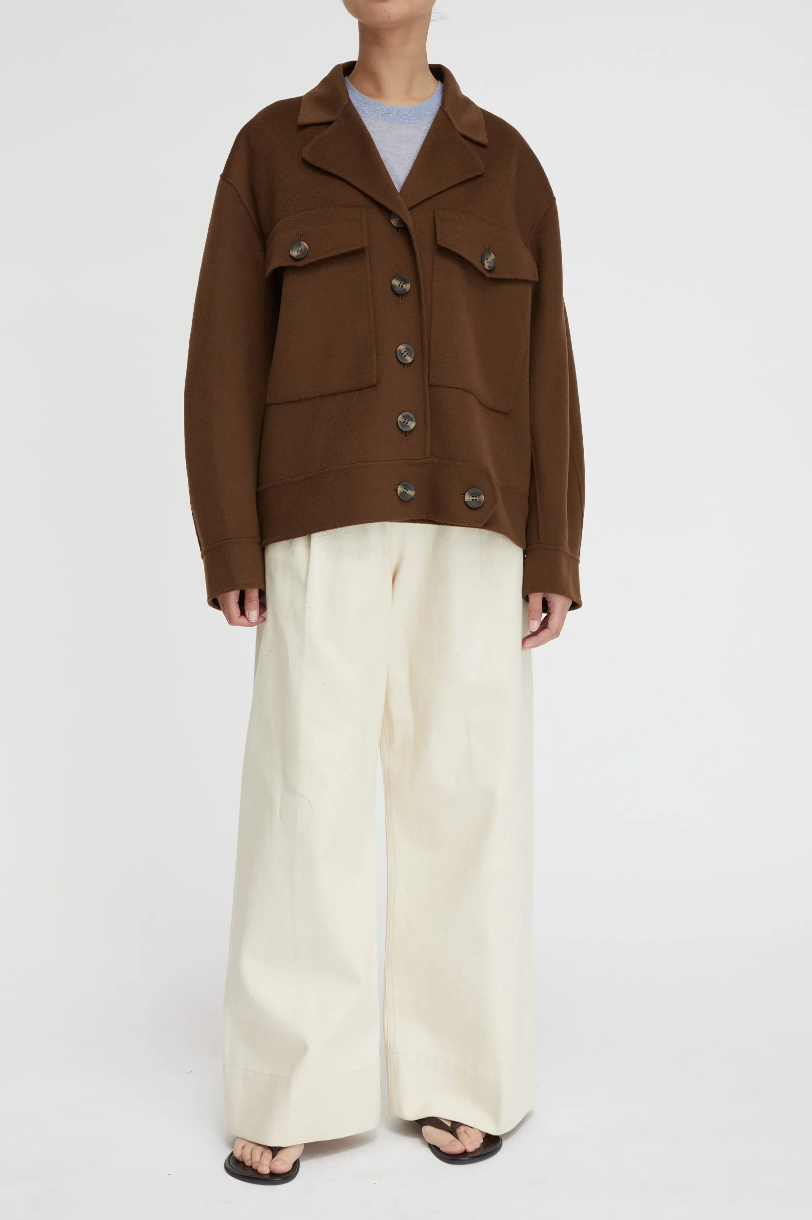 Florentine Cashmere Worker Jacket in Pecan