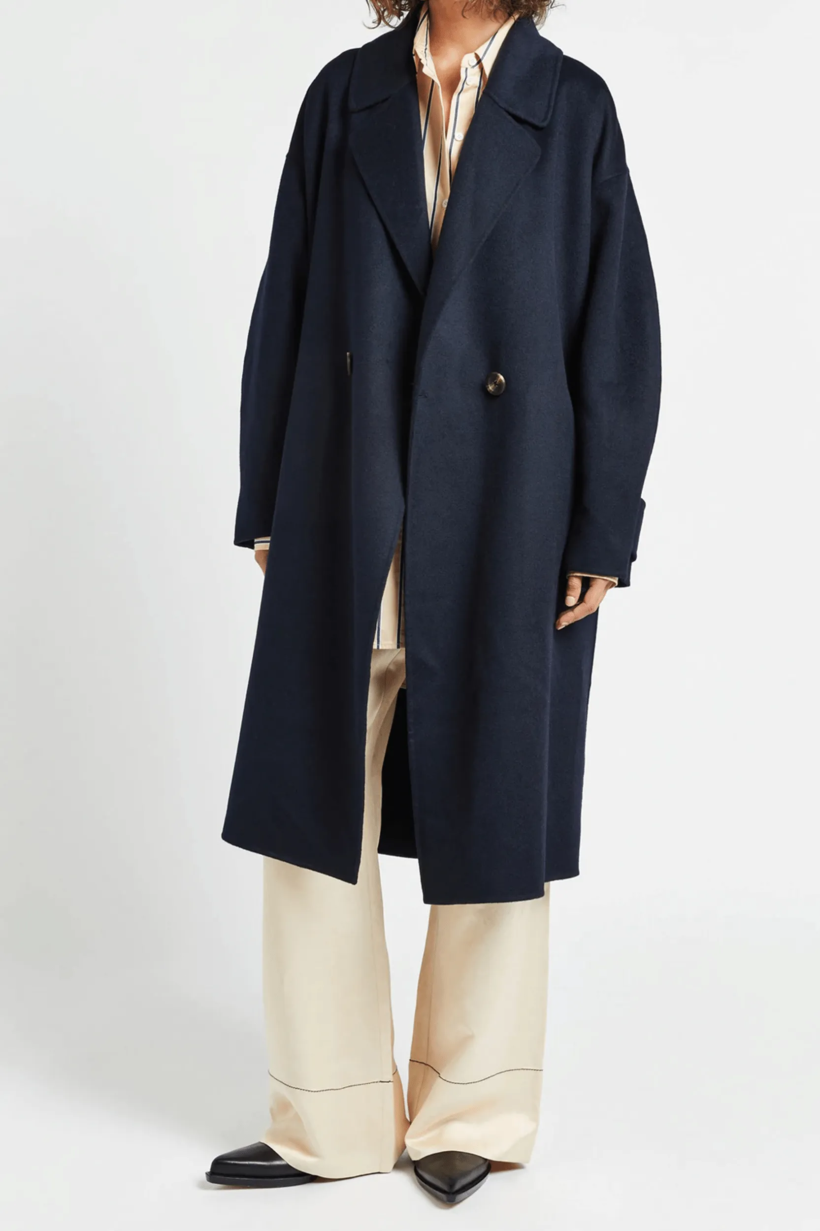 Florentine Cocoon Coat in Navy