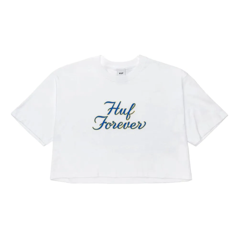 HUF WOMEN'S HUF FOREVER S/S CROP TEE-WHITE