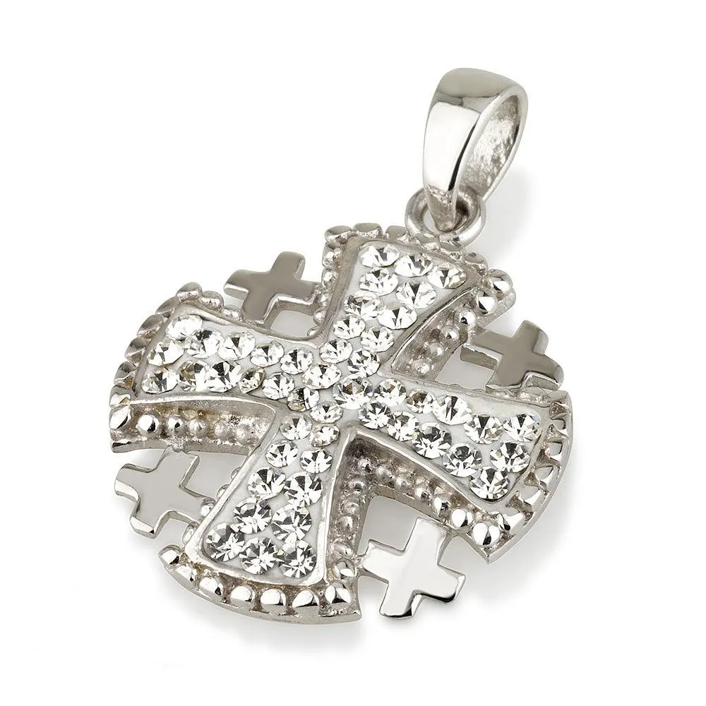 Jerusalem Cross Pendant Crystal Swarovski Gemstone Sterling Silver 925 1#