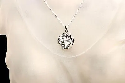 Jerusalem Cross Pendant Crystal Swarovski Gemstone Sterling Silver 925 1#