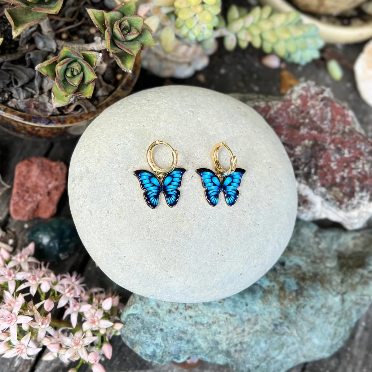 Joyful Butterfly Dance Earrings - Gold