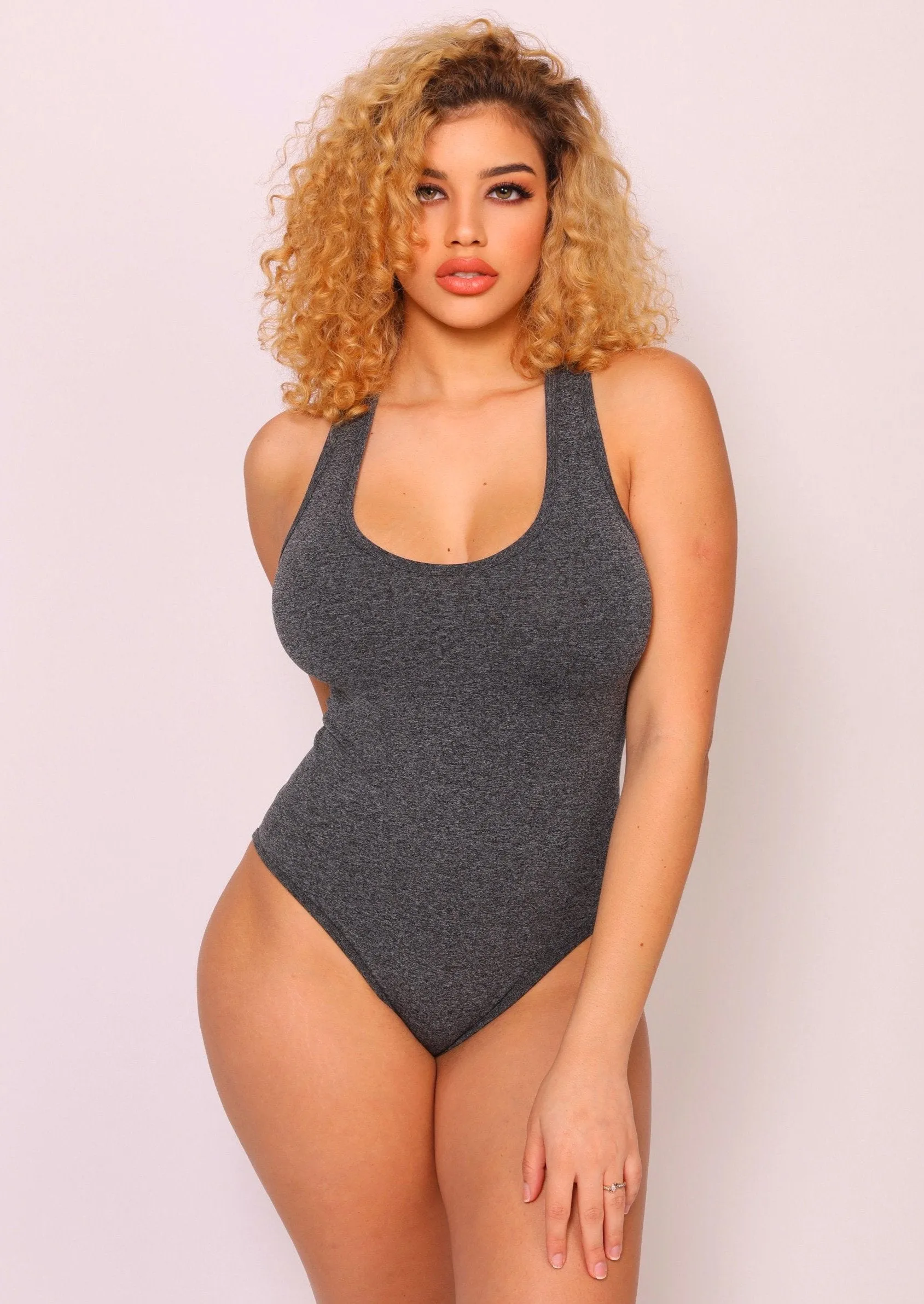 Ladomer Seamless Racer Back Tank Bodysuit