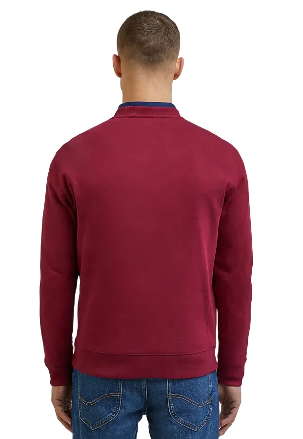 Lee Men's Crewneck Sweatshirt Plain Crew Sweatshrt 112341661 burgundy