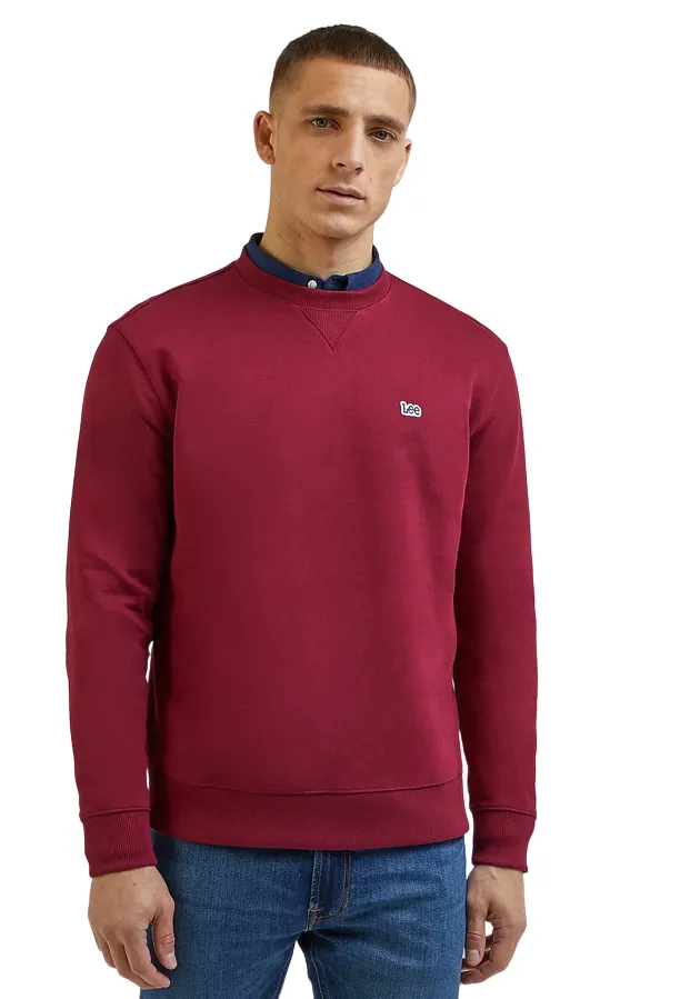 Lee Men's Crewneck Sweatshirt Plain Crew Sweatshrt 112341661 burgundy