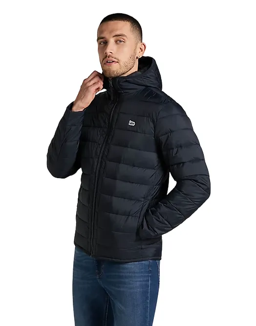 Lee men's light down jacket with hood Puffer L87HSZ01 black