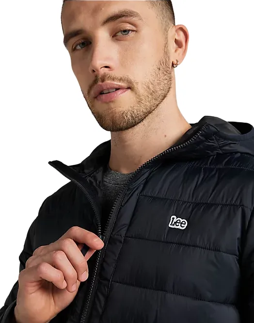 Lee men's light down jacket with hood Puffer L87HSZ01 black