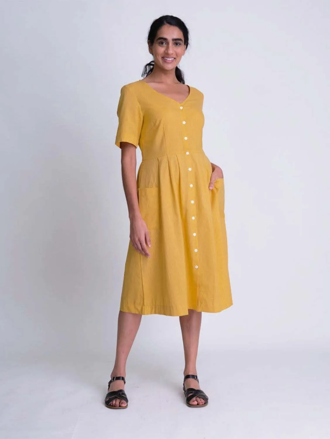 Lena Cottong & Linen Day Dress | Mango