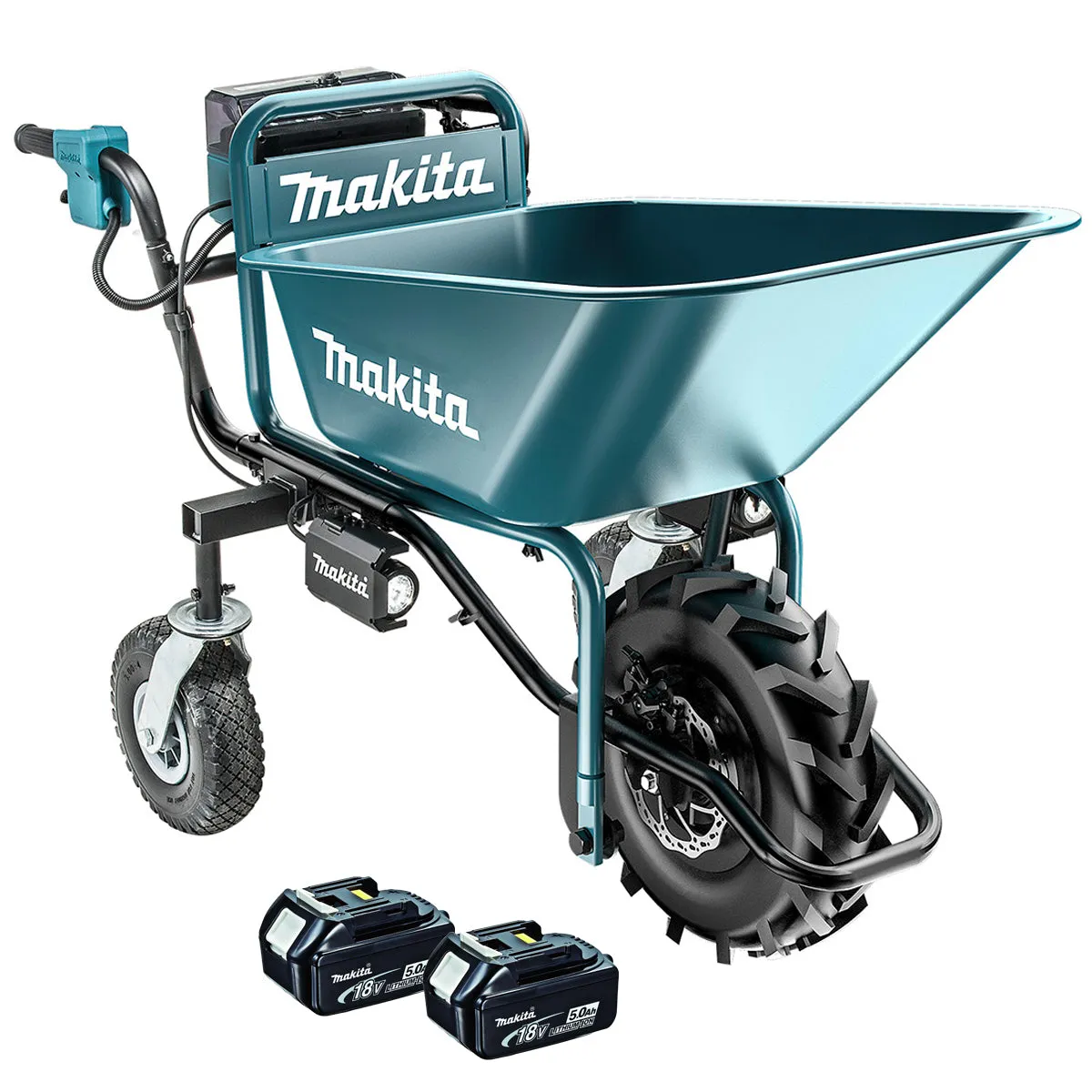 Makita DCU180PTX4 18V Brushless Wheelbarrow Bucket Frame with 2 x 5.0Ah Battery & Charger