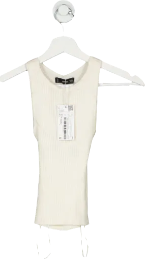 MANGO Cream Ribbed Open Back Knitted Top BNWT UK XXS