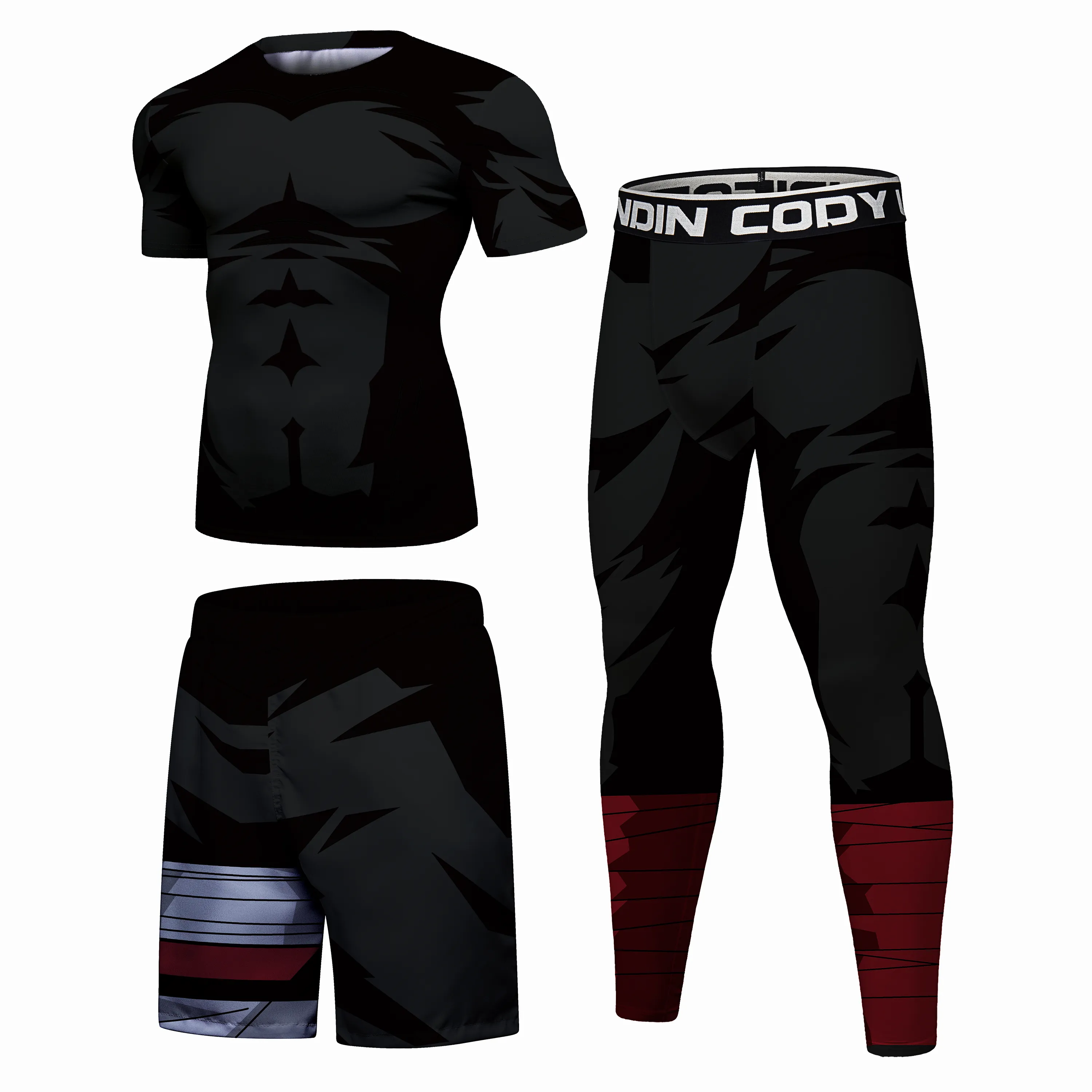 Naruto 'Rock Lee | Dark' Elite Three Piece Short Sleeve Compression Rash Guard Set