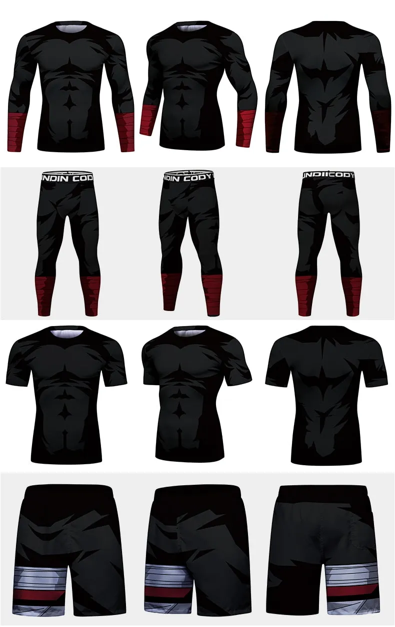 Naruto 'Rock Lee | Dark' Elite Three Piece Short Sleeve Compression Rash Guard Set