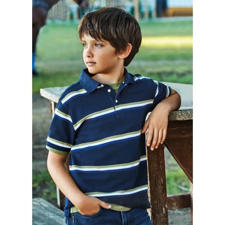 Nukutavake Short Sleeve Striped Polo _Navy 6101-25