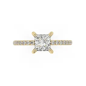 Partial Pave Princess Cut Engagement Ring