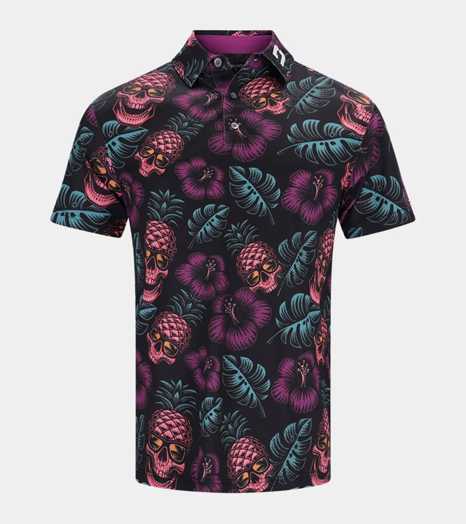 PINEAPPLE SKULLZ POLO - BLACK