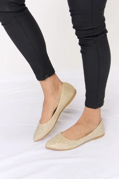 Spotlight Rhinestone Point Toe Flat Slip-Ons