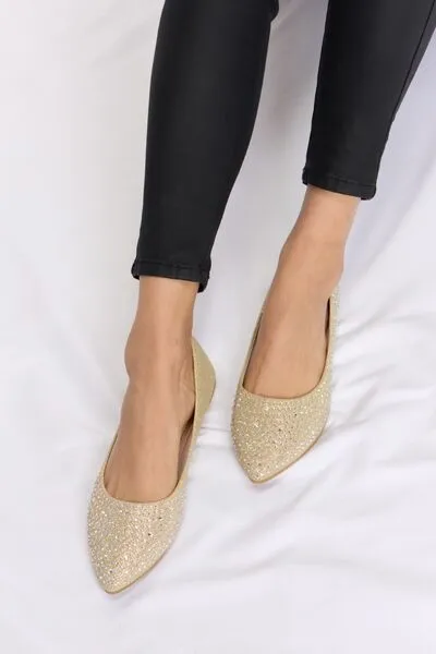 Spotlight Rhinestone Point Toe Flat Slip-Ons