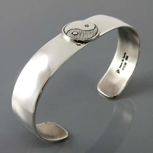 Sterling Silver Modern Yin Yang Cuff Bracelet