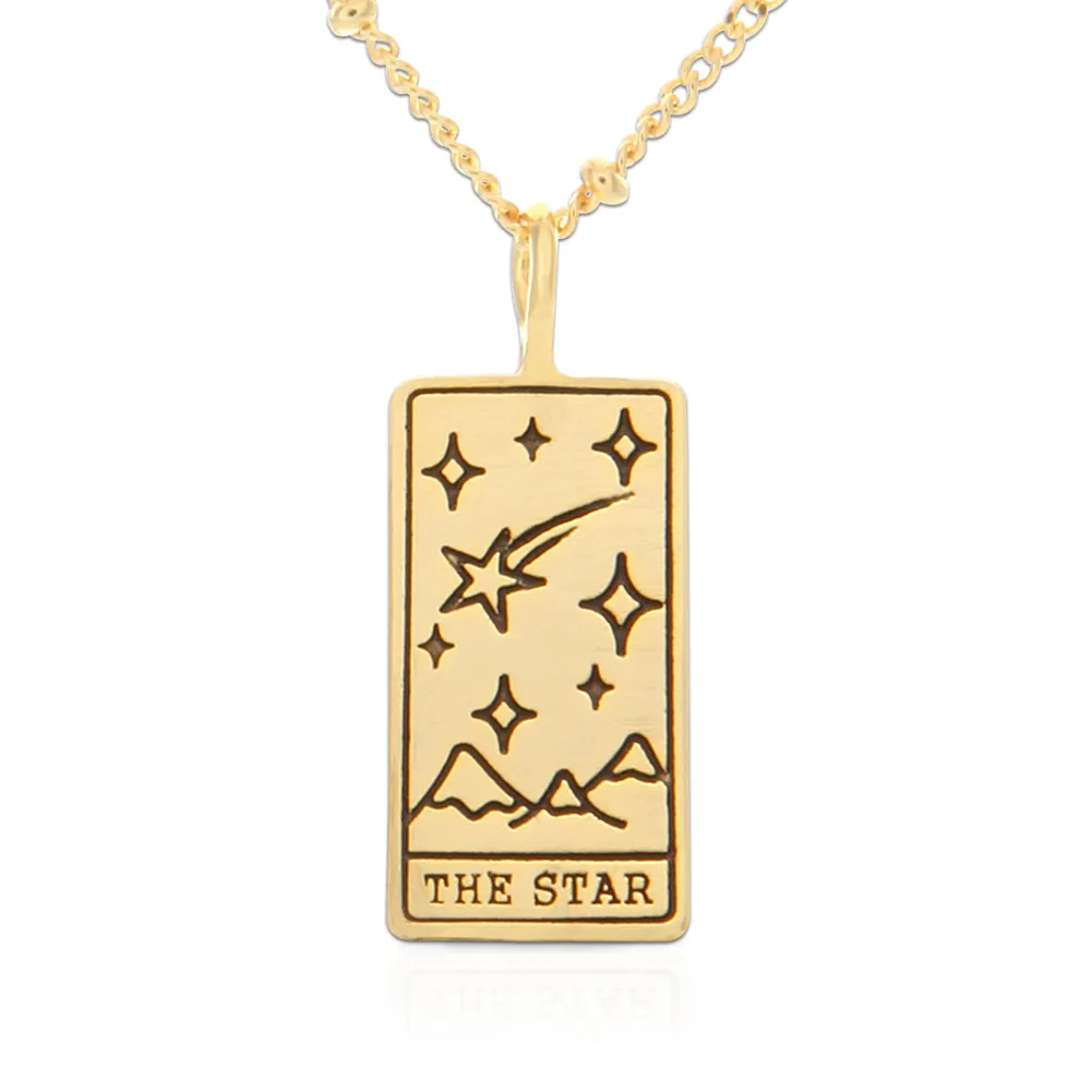 Tarot Card Necklace Star, 21"