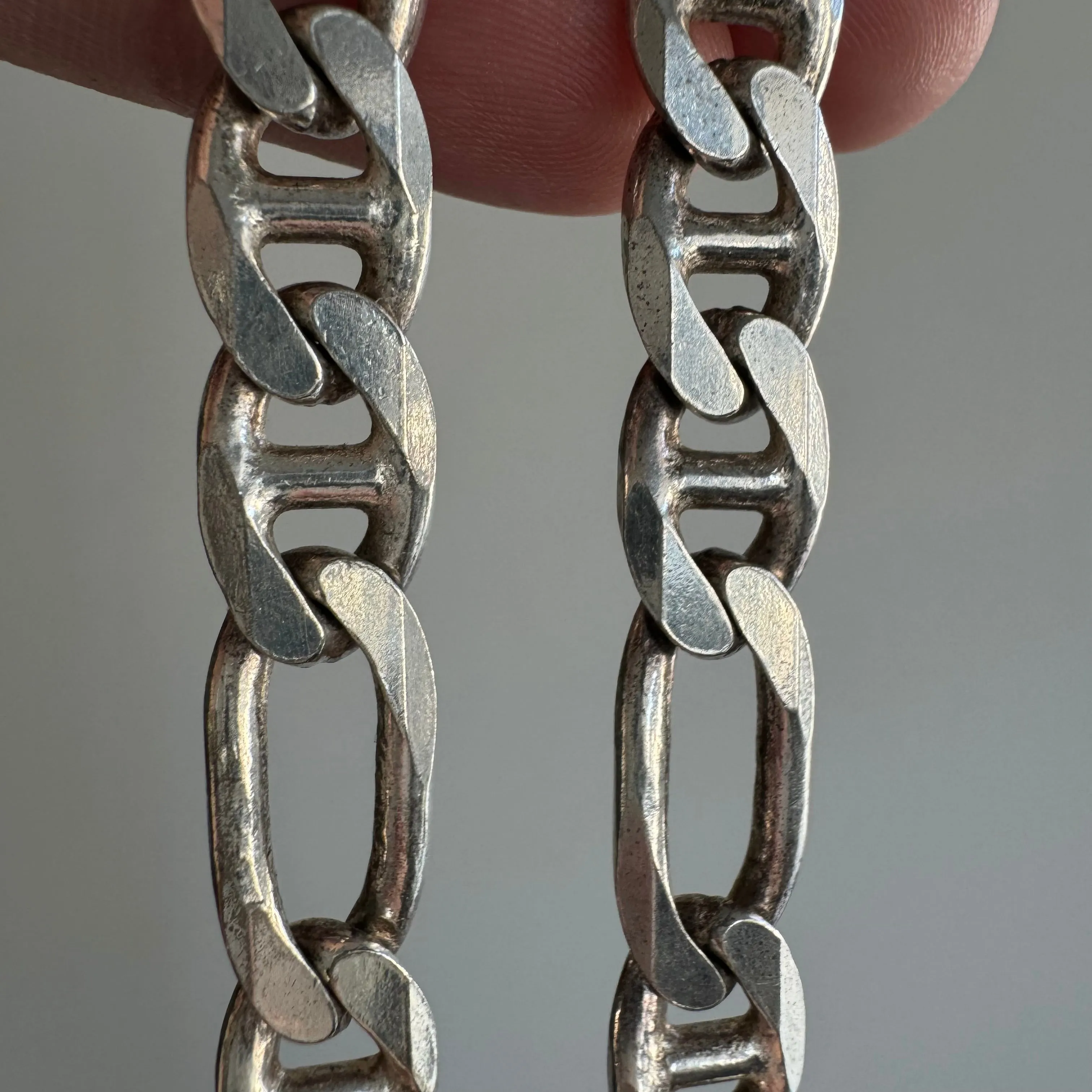 V I N T A G E // chunky figamariner / sterling silver figaro mariner chain / 19.75, 49g