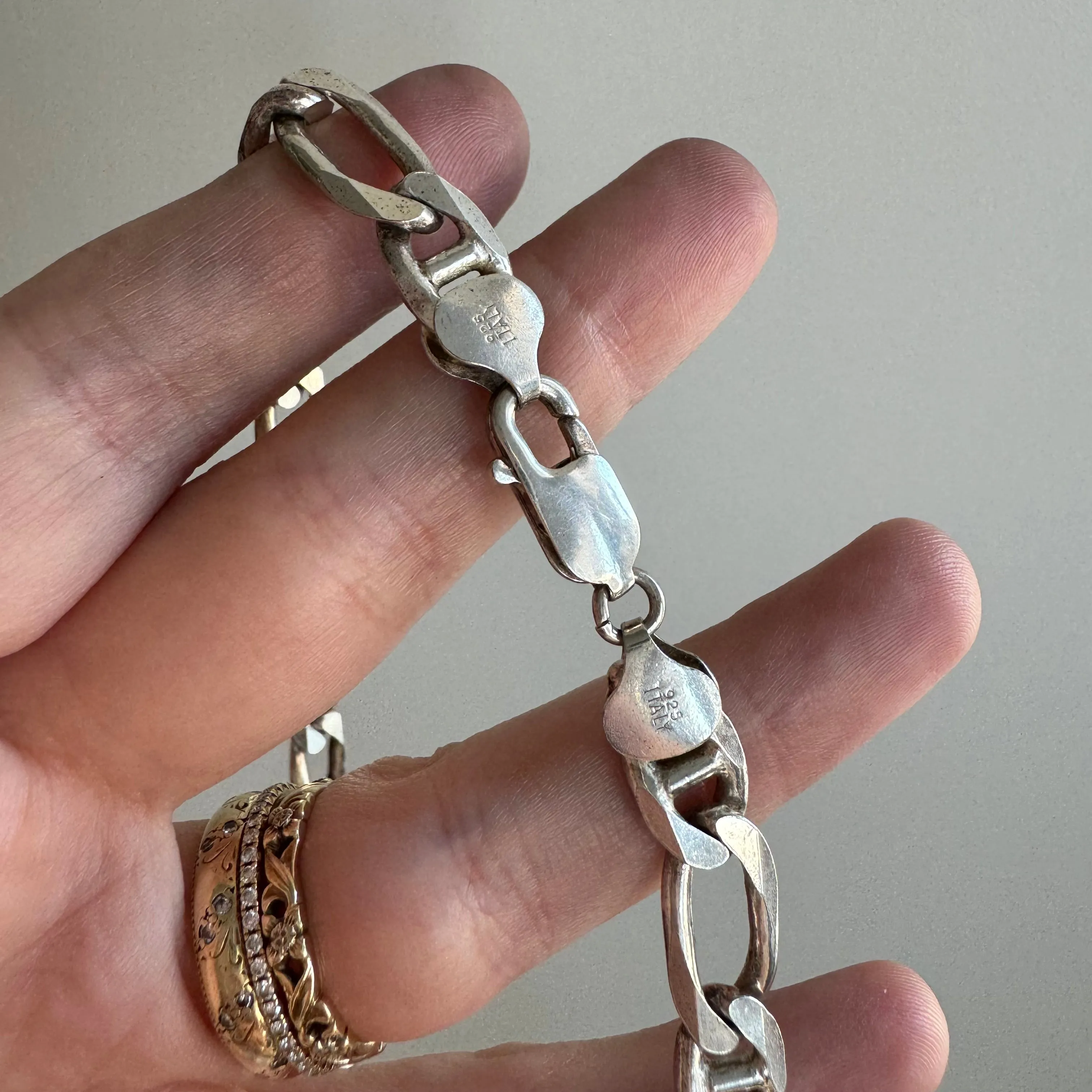 V I N T A G E // chunky figamariner / sterling silver figaro mariner chain / 19.75, 49g