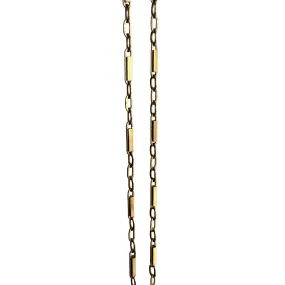 V I N T A G E // daintiest trombone / 14k yellow gold bar link station chain / 15.25