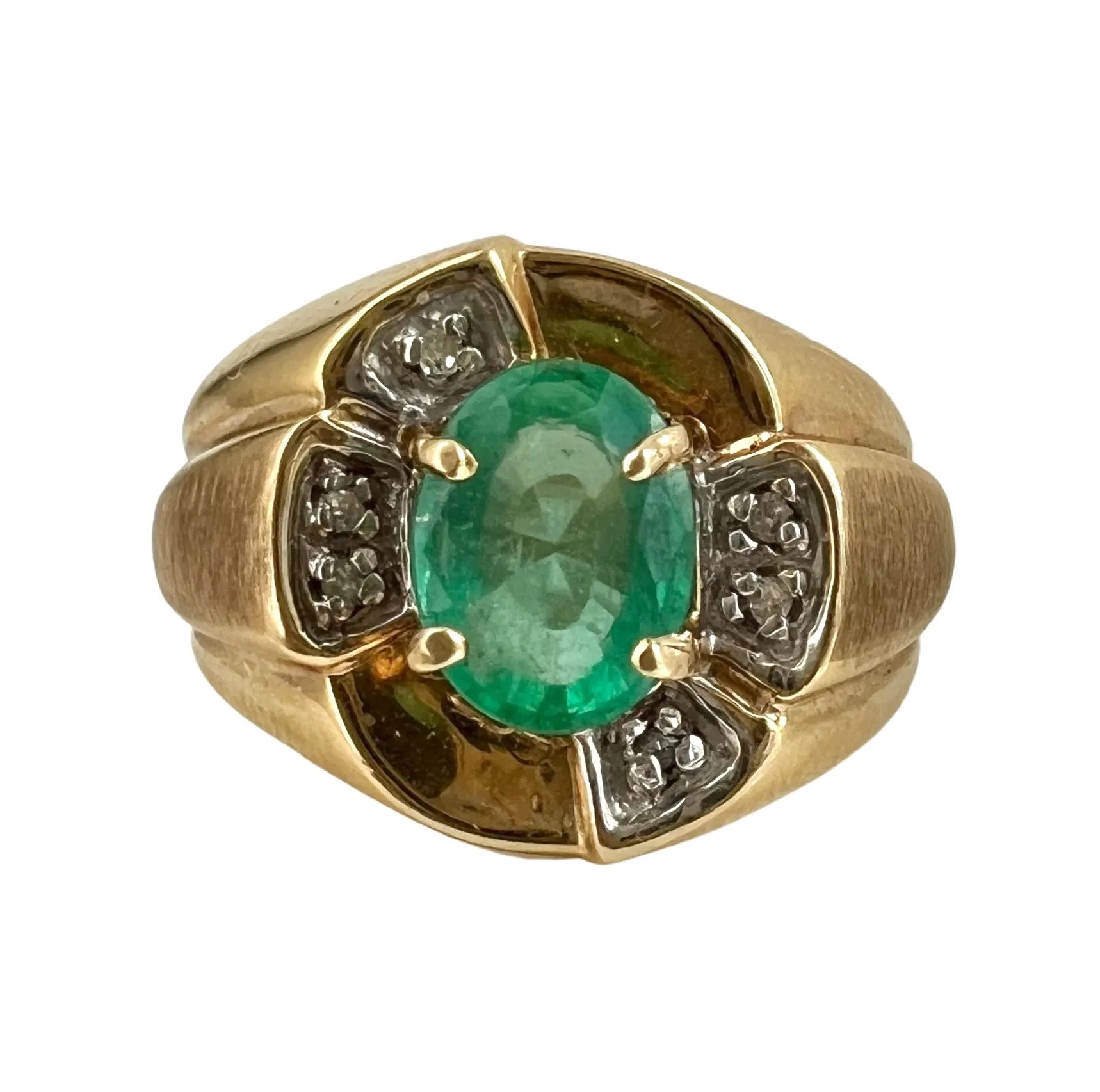 V I N T A G E // enviable green / 10k gold, emerald and diamonds / size 6