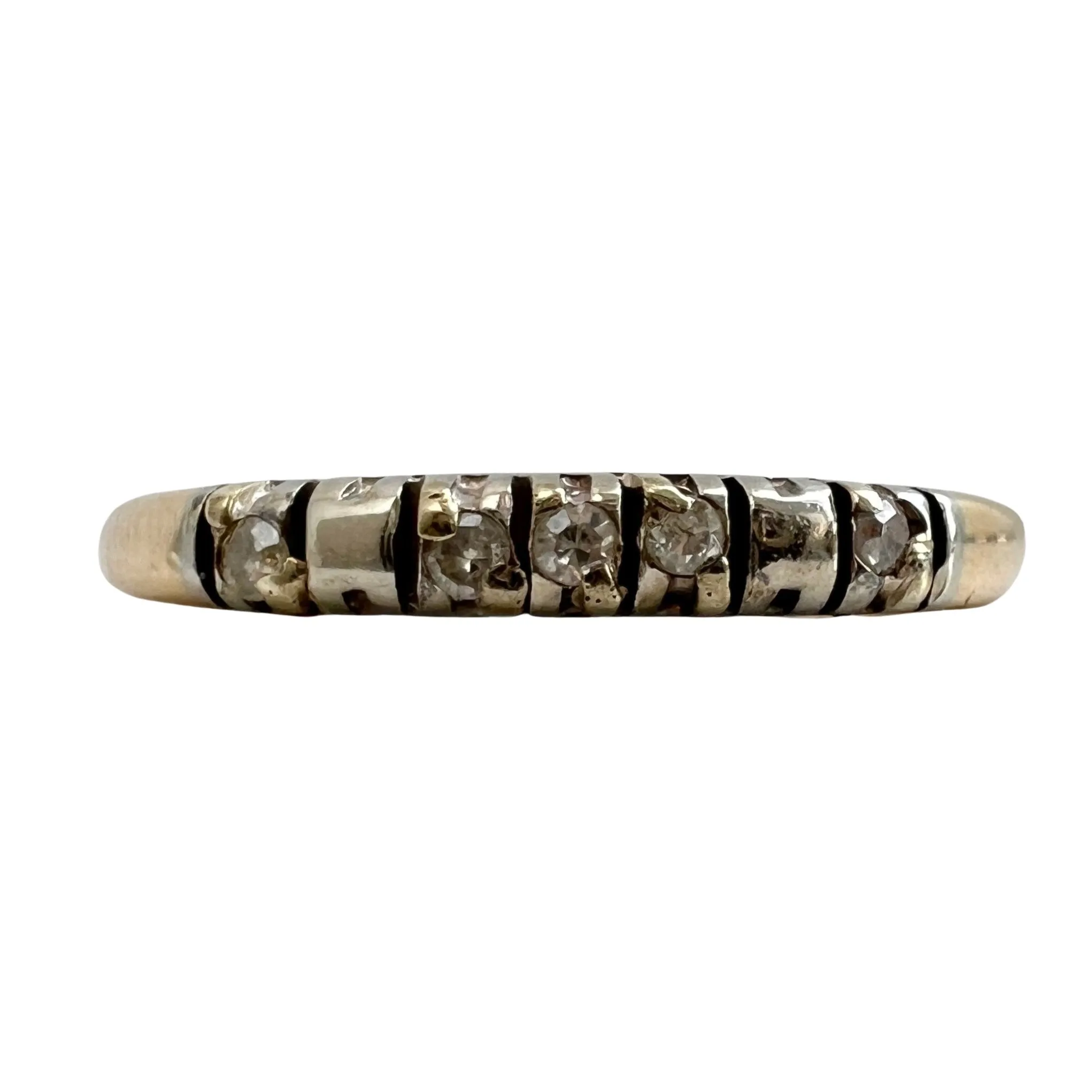 V I N T A G E // five stone stacker / 10k gold and diamond ring / size 6.25