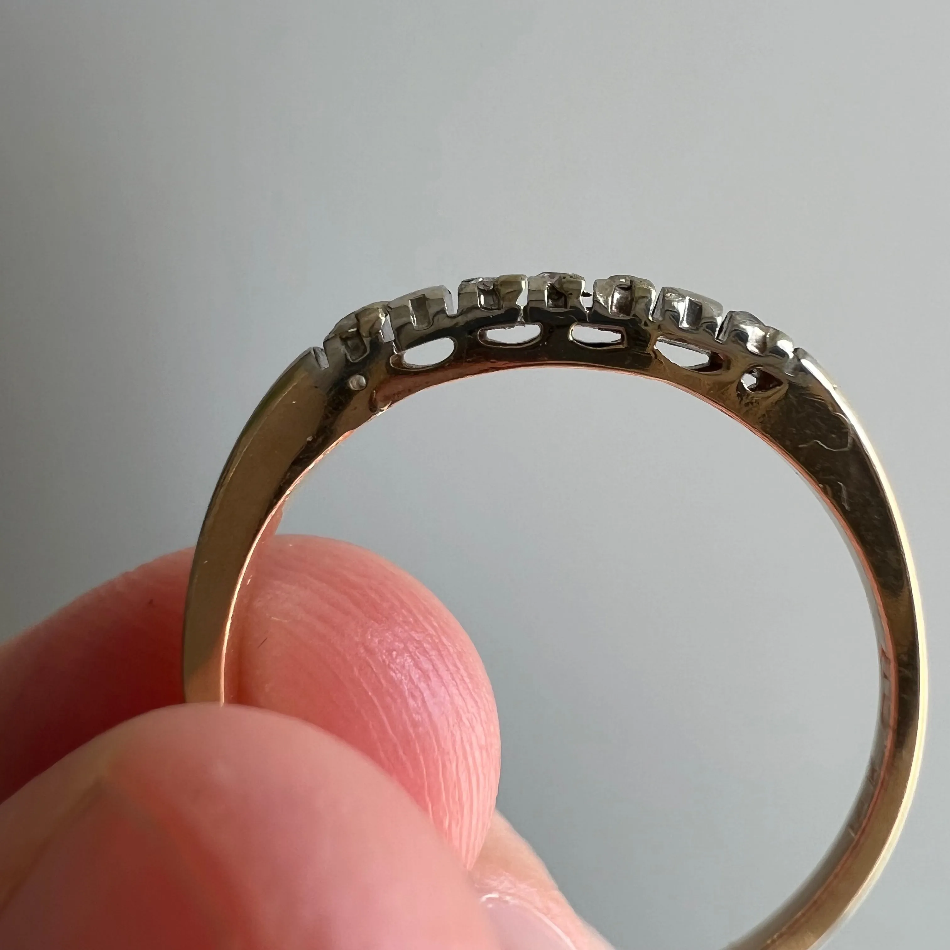 V I N T A G E // five stone stacker / 10k gold and diamond ring / size 6.25