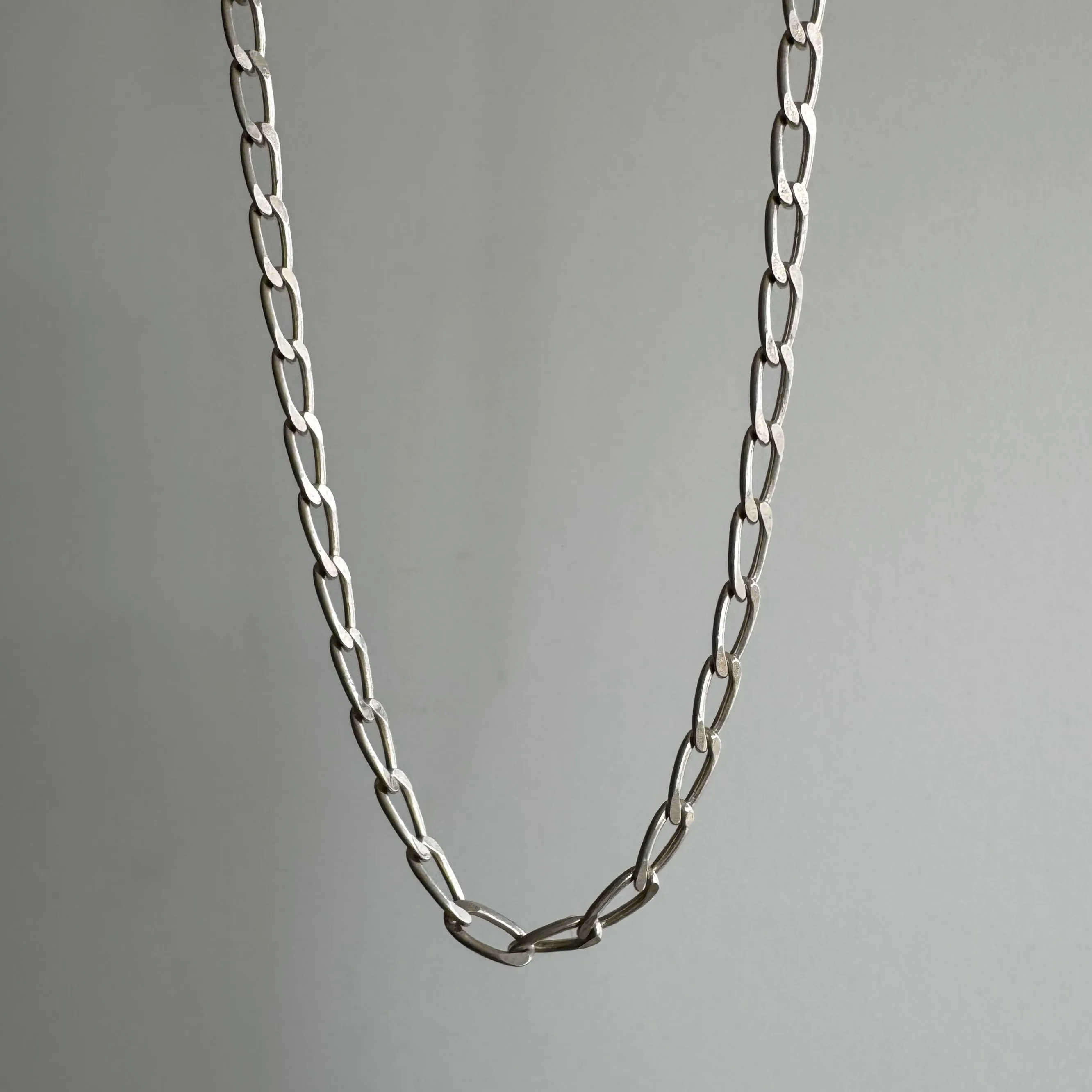 V I N T A G E // oval curb paperclip / sterling silver oval curb chain necklace / 30.25, 16g